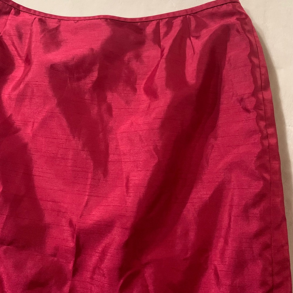 Le Suit Women's 12 Fuchsia Hot Pink Silk Blend Pencil Skirt Knee Length Zipper - Picture 3 of 7